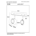 Lucide spot FLORIS 2 flames, square GU10 IP20, gold matt, brass, black
