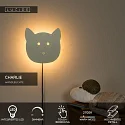 Lucide LED Kinderzimmer-Wandleuchte CHARLIE, 7W 2700K, indirekt, mit Touch-Dimmer + 150cm Steckerkabel, grün / Katze