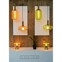 Lucide pendant luminaire MALOTO round E27 IP20, amber, gold matt, brass