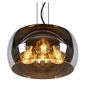 Lucide pendant luminaire OLIVIA 3 flames, round E27 IP20, smoky colour, black