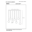 Lucide pendant luminaire MARIUS 7 flames, round E27 IP20, smoky colour, black