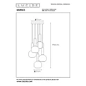 Lucide pendant luminaire MARIUS 5 flames, round E27 IP20, smoky colour, black