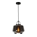 pendant luminaire SISKA square E27 IP20, smoky colour, black