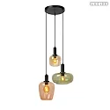 pendant luminaire ILONA 3 flames E27 IP20, multicolour, black dimmable