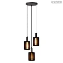 pendant luminaire LAMBRES 3 flames E27 IP20, black dimmable