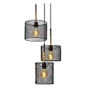 Lucide pendant luminaire BASKETT 3 flames, round E27 IP20, wood, black