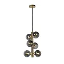 pendant luminaire TYCHO 6 flames, cylindrical G9 IP20, gold matt, brass, smoky colour