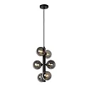 pendant luminaire TYCHO 6 flames, cylindrical G9 IP20, smoky colour, black