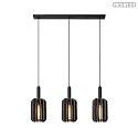 pendant luminaire RAFAL 3 flames E27 IP20, grey, black dimmable