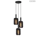 pendant luminaire RAFAL 3 flames E27 IP20, grey, black dimmable