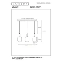 Lucide pendant luminaire JOANET 3 flames, round E27 IP20, gold matt, brass, smoky colour