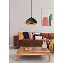 Lucide pendant luminaire SIEMON E27 IP20, green, gold matt, brass