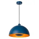 pendant luminaire SIEMON E27 IP20, blue, gold matt, brass