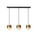 pendant luminaire FIRMIN 3 flames, cylindrical E27 IP20, gold matt, brass, opal