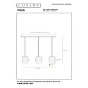 Lucide pendant luminaire FIRMIN 3 flames, cylindrical E27 IP20, gold matt, brass, opal