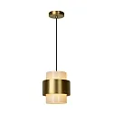 pendant luminaire FIRMIN cylindrical E27 IP20, gold matt, brass, opal