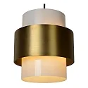 Lucide pendant luminaire FIRMIN cylindrical E27 IP20, gold matt, brass, opal
