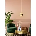 Lucide pendant luminaire FIRMIN cylindrical E27 IP20, gold matt, brass, opal