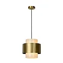 pendant luminaire FIRMIN cylindrical E27 IP20, gold matt, brass, opal