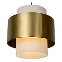 Lucide pendant luminaire FIRMIN cylindrical E27 IP20, gold matt, brass, opal