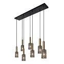 Lucide pendant luminaire CORALIE square E27 IP20, gold matt, brass, smoky colour