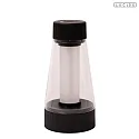Lucide LED Akku- Tischleuchte LORALI Ø 7,7 x H 16 cm 120° 1,2W 2600K IP44 CRI>80 dimmbar, schwarz