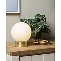 table lamp JORIT round E27 IP20, gold matt, brass, opal 