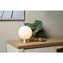 table lamp JORIT round E27 IP20, gold matt, brass, opal 