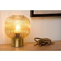 Lucide table lamp MALOTO round E27 IP20, amber, gold matt, brass 
