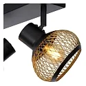 Lucide spot LUCAS 2 flames, square E14 IP20, gold matt, brass, black