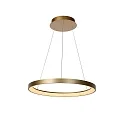 pendant luminaire VIDAL LED round IP20, gold matt, brass, opal dimmable