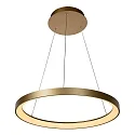 pendant luminaire VIDAL LED round IP20, gold matt, brass, opal dimmable