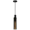 pendant luminaire ORLANDO cylindrical E27 IP20, smoky colour, black