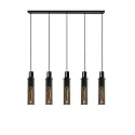 pendant luminaire ORLANDO 5 flames, square E27 IP20, smoky colour, black