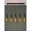 Lucide pendant luminaire ORLANDO 5 flames, square E27 IP20, smoky colour, black