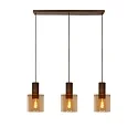 pendant luminaire TOLEDO 3 flames, square, cylindrical E27 IP20, amber, copper