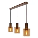 Lucide pendant luminaire TOLEDO 3 flames, square, cylindrical E27 IP20, amber, copper