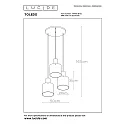 Lucide pendant luminaire TOLEDO 3 flames, round, cylindrical E27 IP20, amber, copper