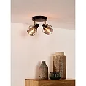 Lucide spot NILA 2 flames, square E14 IP20, smoky colour, black