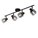 Lucide spot BJORN 4 flames, round E14 IP20, smoky colour, black