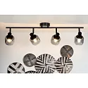 Lucide spot BJORN 4 flames, round E14 IP20, smoky colour, black