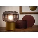 table lamp JANY round E14 IP20, gold matt, brass, smoky colour 