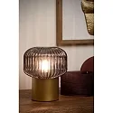 table lamp JANY round E14 IP20, gold matt, brass, smoky colour 
