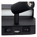 Lucide LED Wandleuchte BOXER, 1x10W, 3000K, Mit USB-Ladepunkt, schwarz