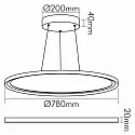 nobilé LED Pendel-Panel R780, IP20 IK04, Ø 78cm, flickerfrei, DALI/Push dimmbar, inkl. BG, weiß, 52W 3000K 110°