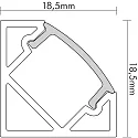 Alu Eck-Profil 2 TP, 200cm, für LED-Strips bis 1.2cm Breite