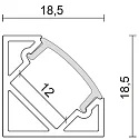 nobilé Aluminum Corner Profile 2 OP, 200cm, for LED Strips up to 1.2cm width, matt white