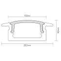 nobilé Alu T-Profil 2 OP, 200cm, für LED-Strips bis 1.2cm Breite, weiß matt