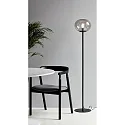 Nordlux Stehleuchte ALTON, IP20, 150cm, E27, mundgeblasenes Glas, mit Schnurschalter, Rauchglas / schwarz