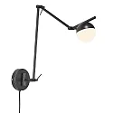 Wall luminaire CONTINA, G9, IP20, glass opal white, black